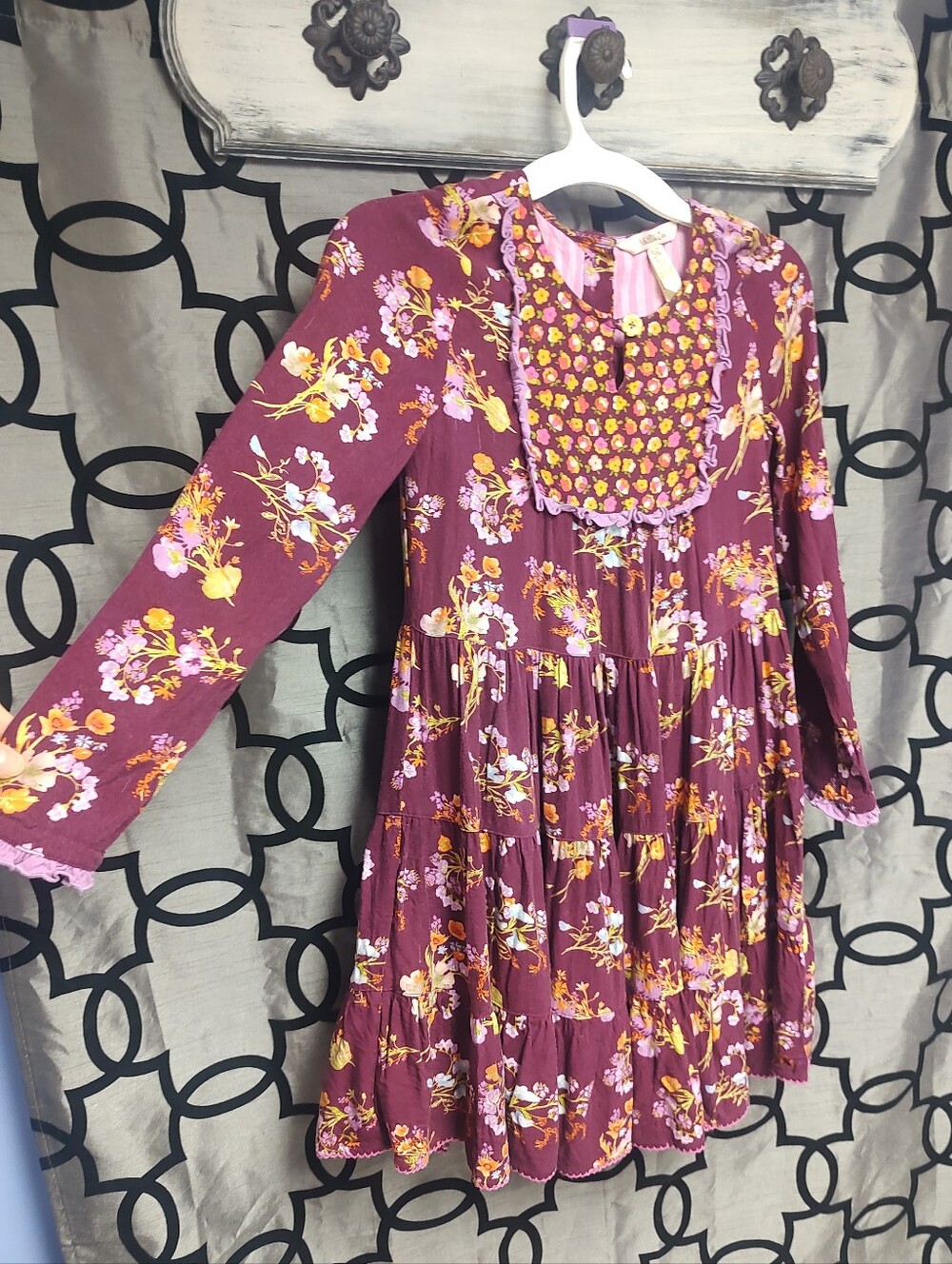 Matilda Jane Size 10 Twirl Me Floral Long-Sleeve Tiered Dress - Picture 2 of 7